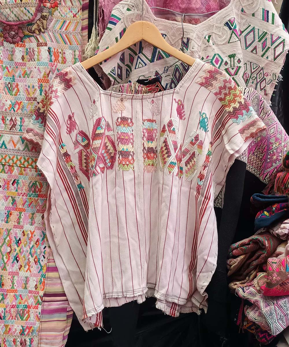 Vintage Guatemalan huipil with handwoven Mayan embroidery