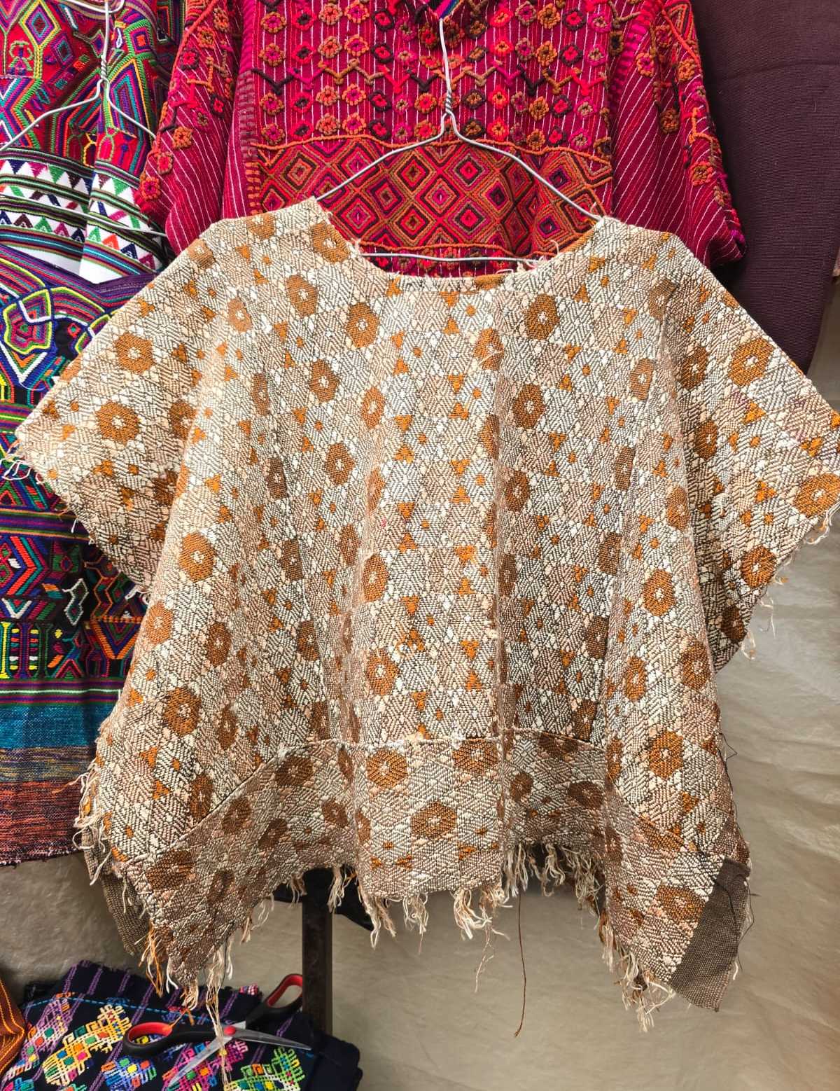 Cream and brown Coban huipil #6-157