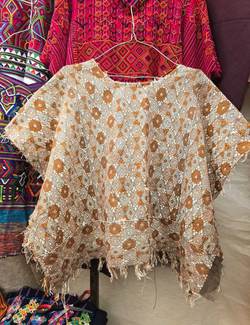Cream and Brown Coban Huipil #6-157