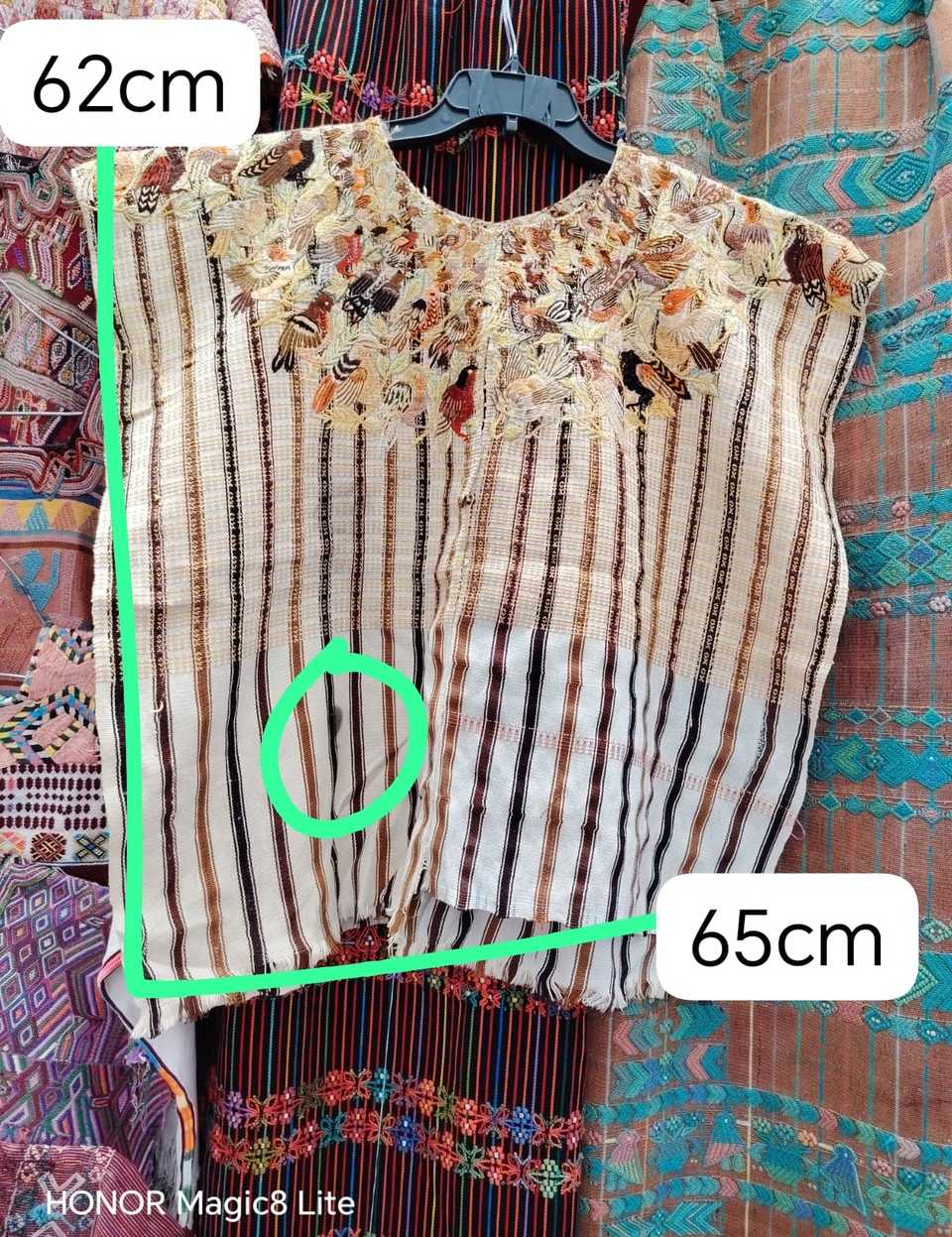 (Reserved for April) Cream and brown Santiago huipil #5-123