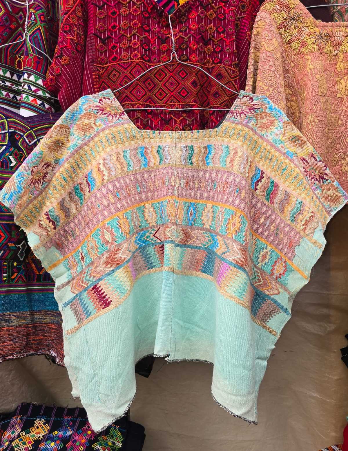 Pink and blue Comalapa huipil #6-159