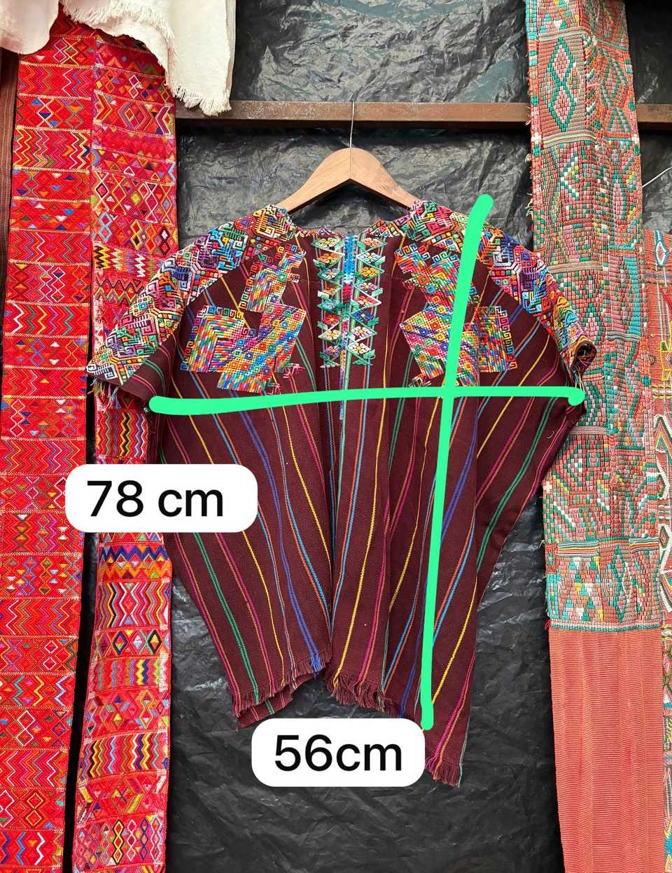 Burgundy striped Nahuala huipil #6-82