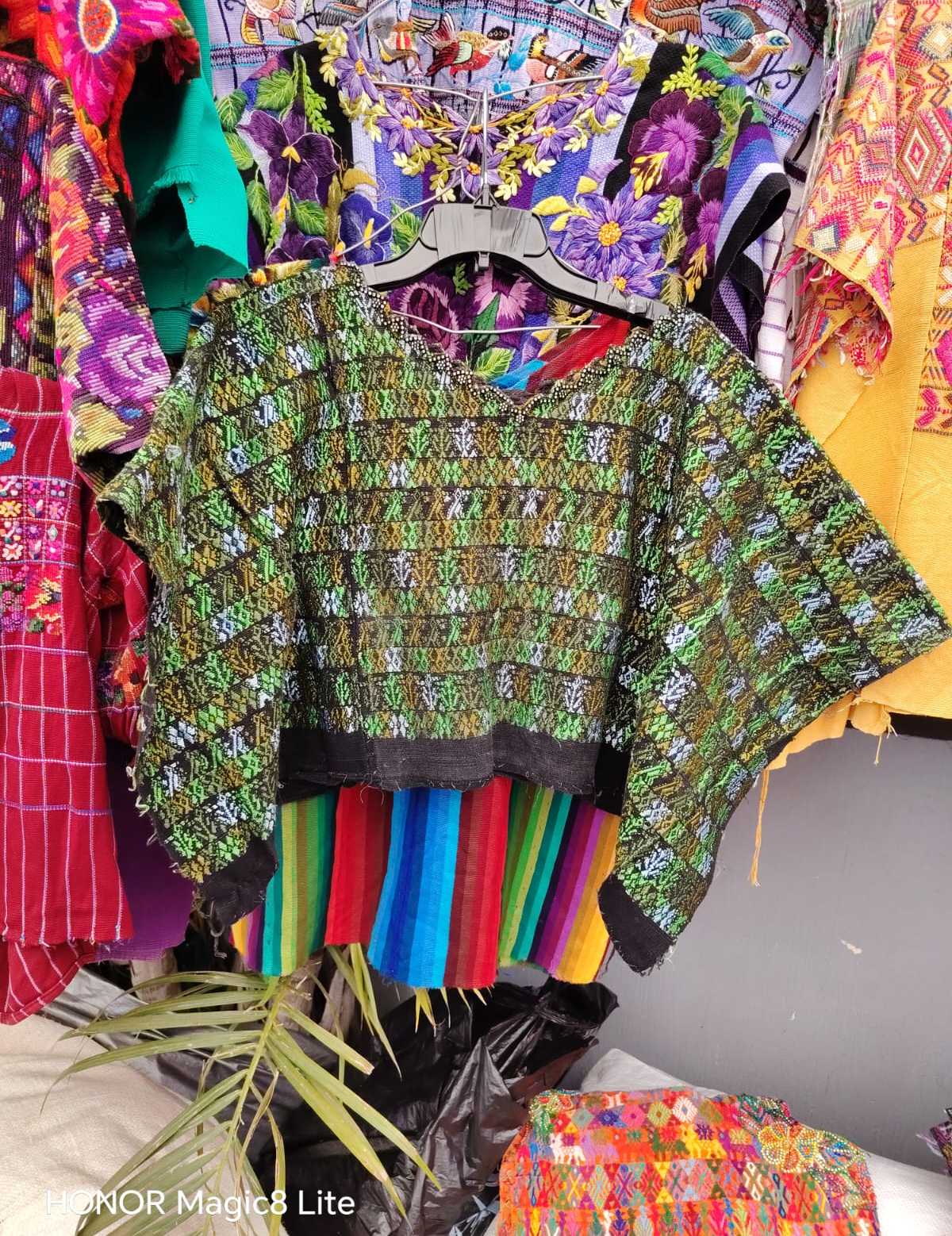 Green and brown Coban huipil #4-35