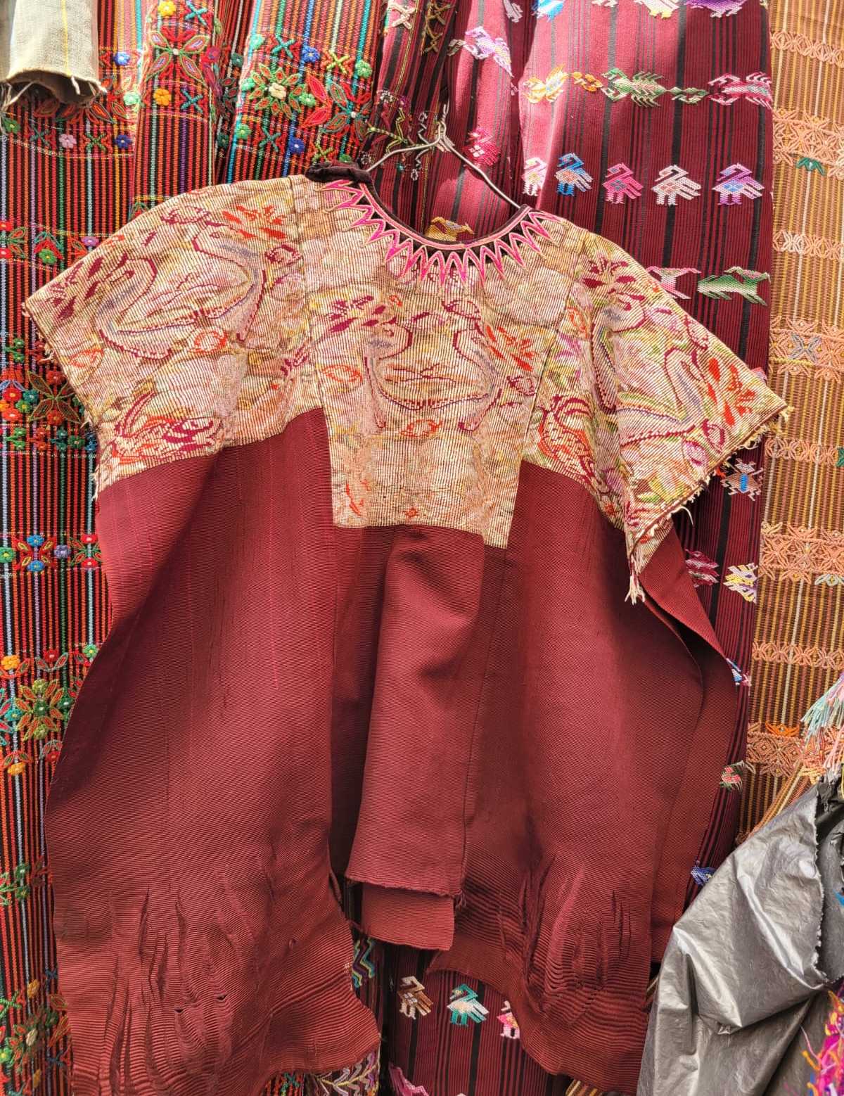 Terracotta and cream Chichicastenango huipil #3-11