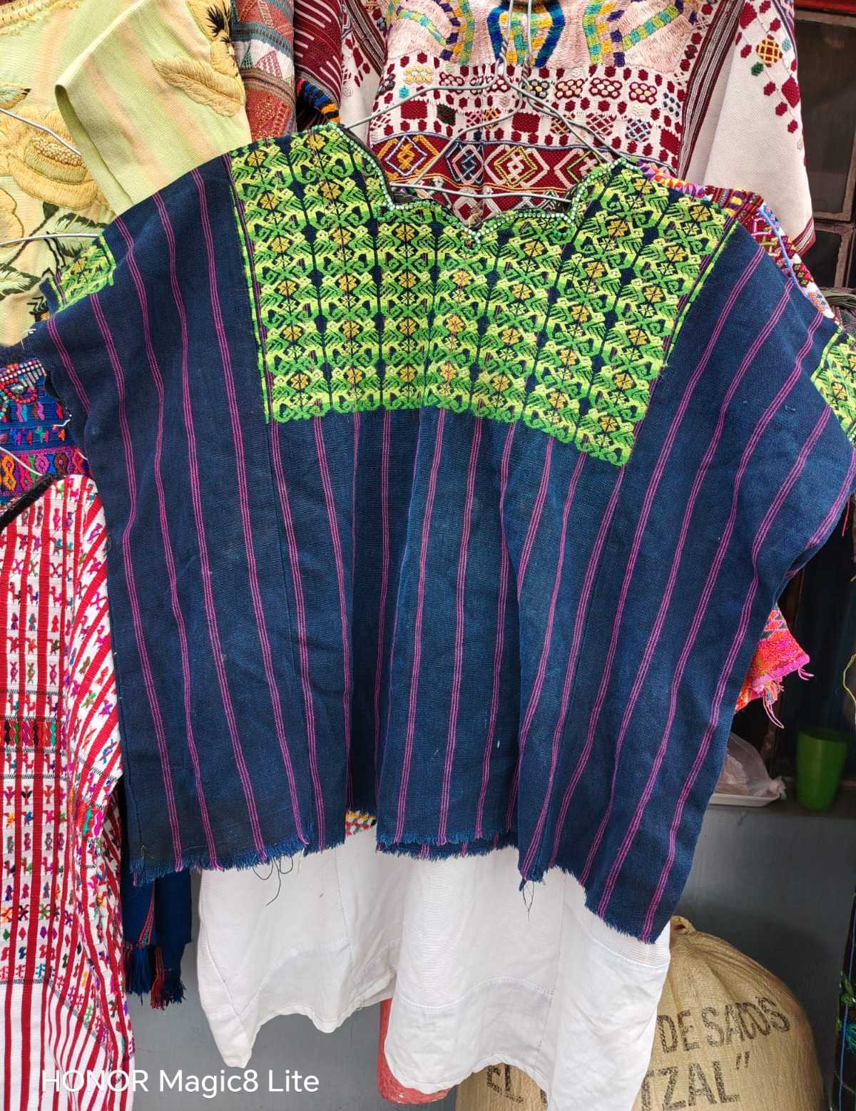 Indigo and lime green Nahuala huipil #6-61