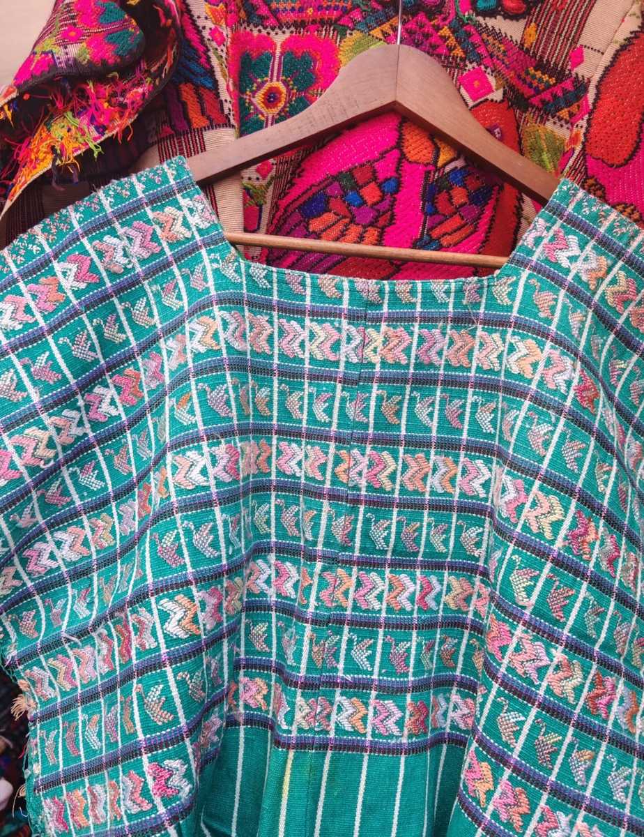 Turquoise and pink San Lucas huipil #5-10