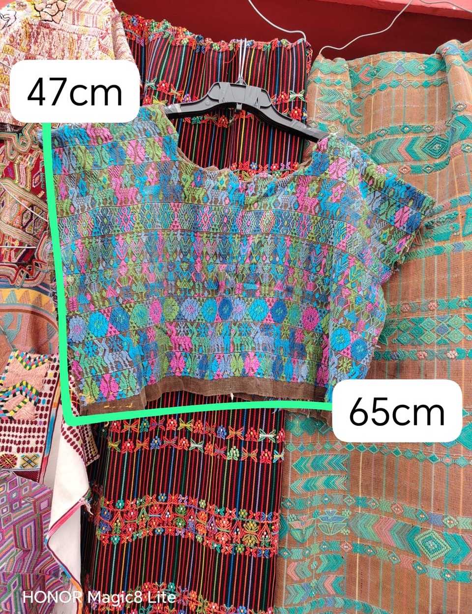 Hot pink and blue Coban huipil #5-120