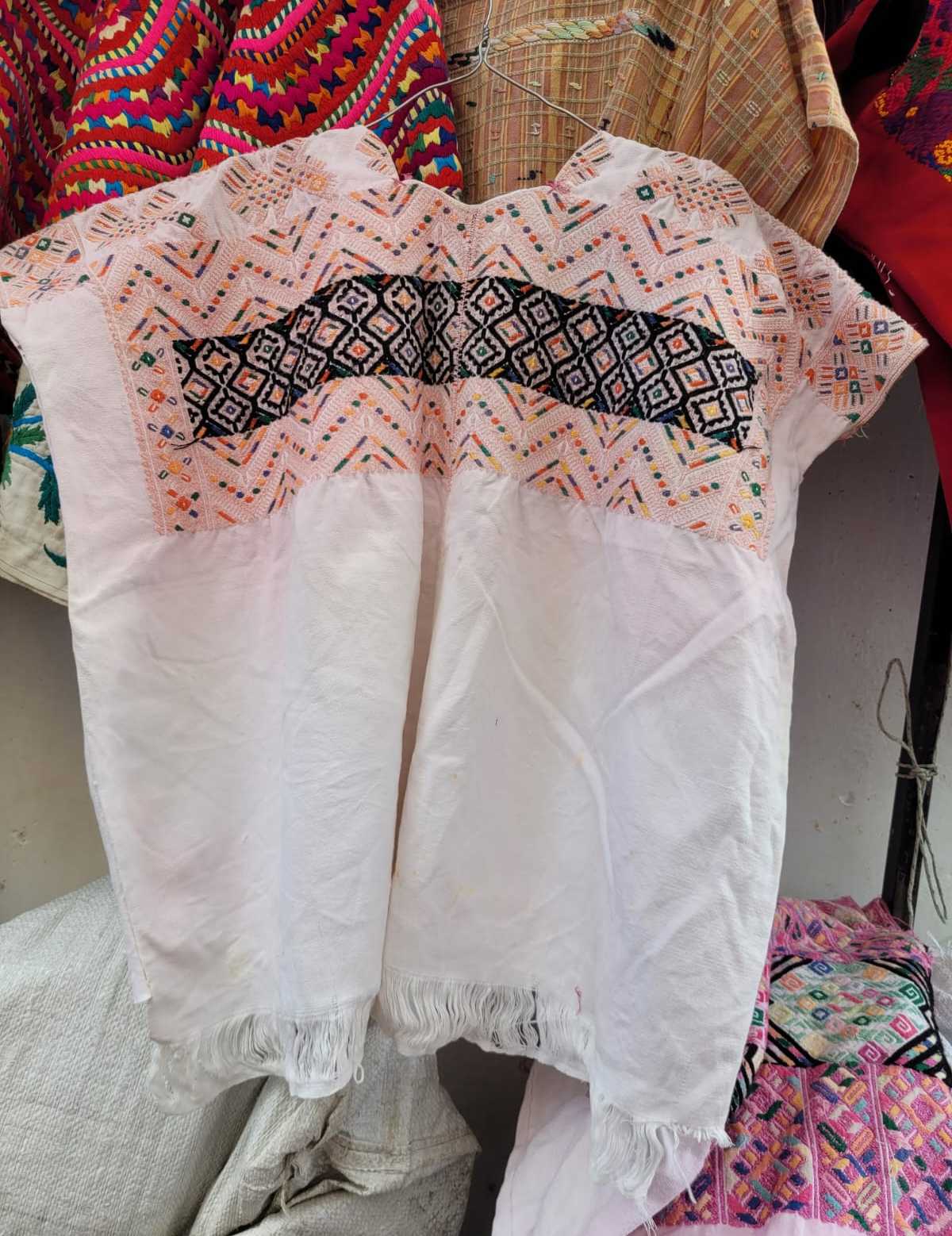 Pink and white Nahuala huipil #2-106