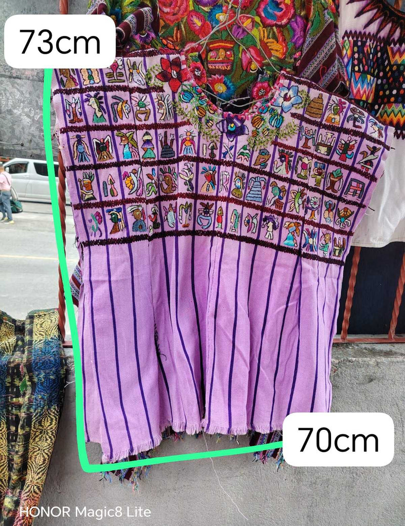 Mayan Motifs on Lilac Santiago Huipil #6-218