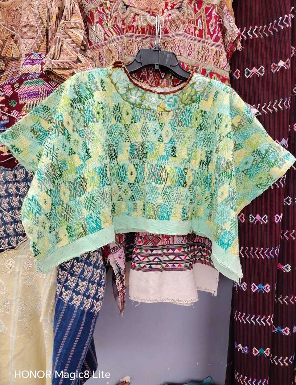 Green and primrose Coban huipil #5-323