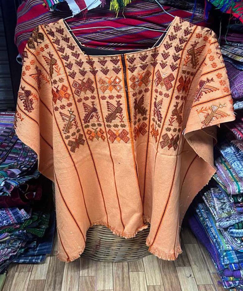 Vintage Guatemalan huipil with handwoven Mayan embroidery