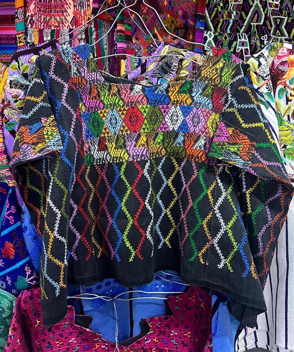 Vintage Guatemalan huipil with handwoven Mayan embroidery