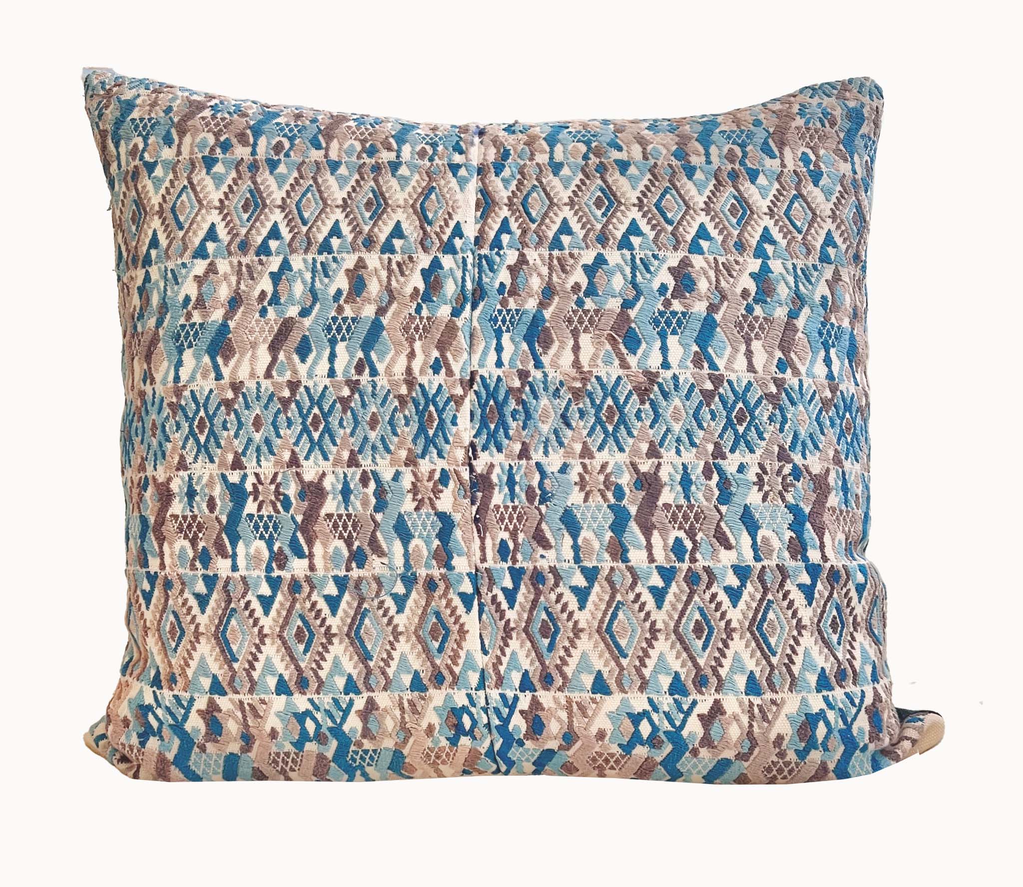Blue and Greige Coban Pillow