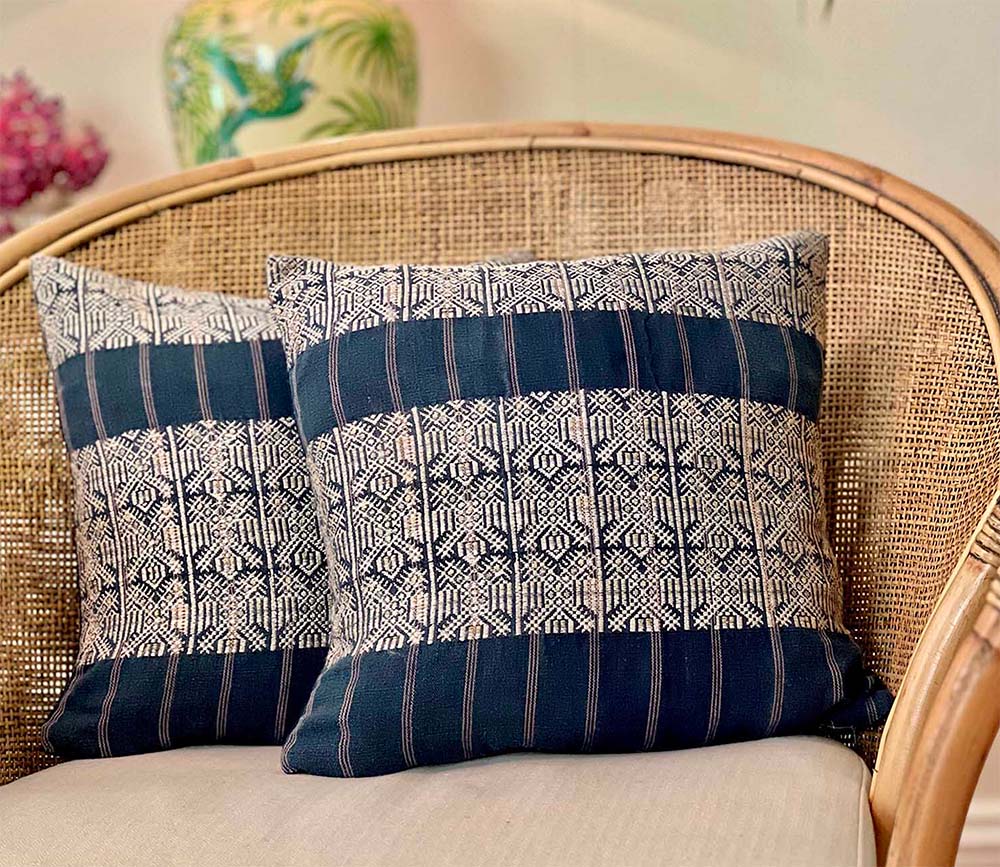 Embroidered Vintage textile huipil cushion