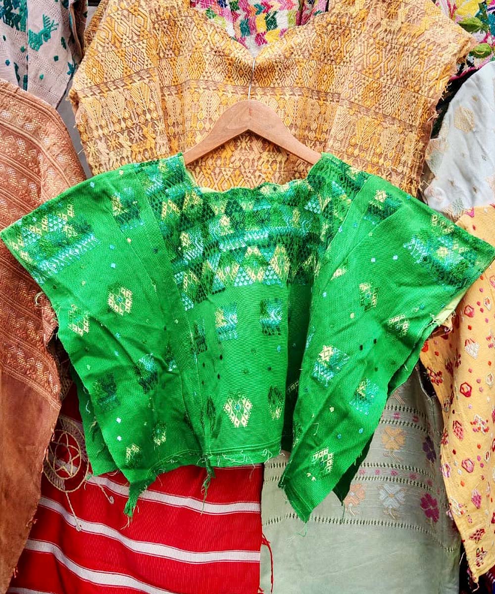 Vintage Guatemalan huipil with handwoven Mayan embroidery