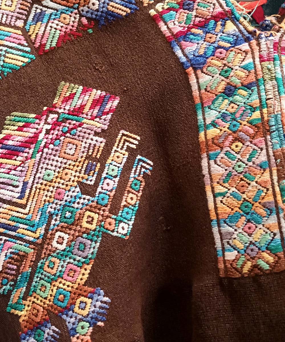 Chocolate brown Nahuala huipil
