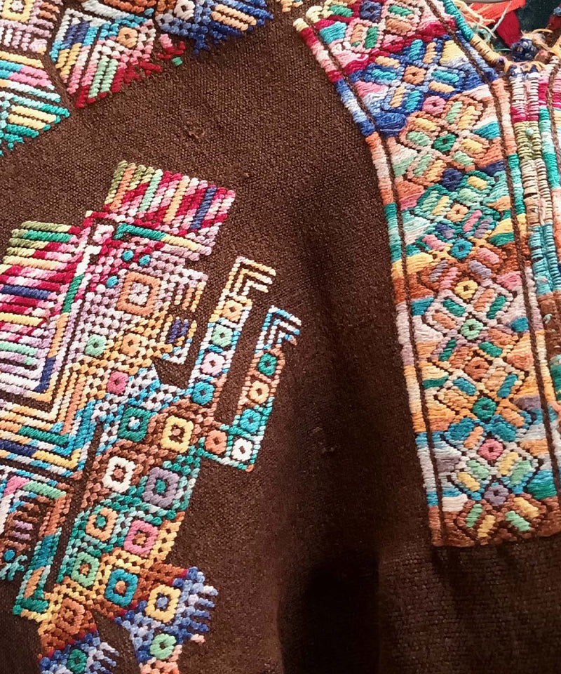 Chocolate brown Nahuala huipil