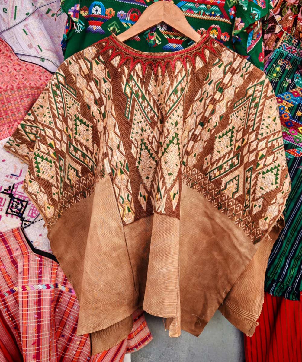 Brown and beige Chichi huipil