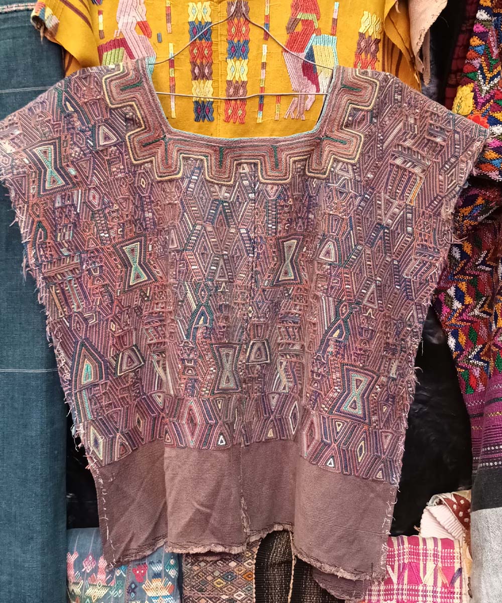 Brown and Blue Nebaj huipil