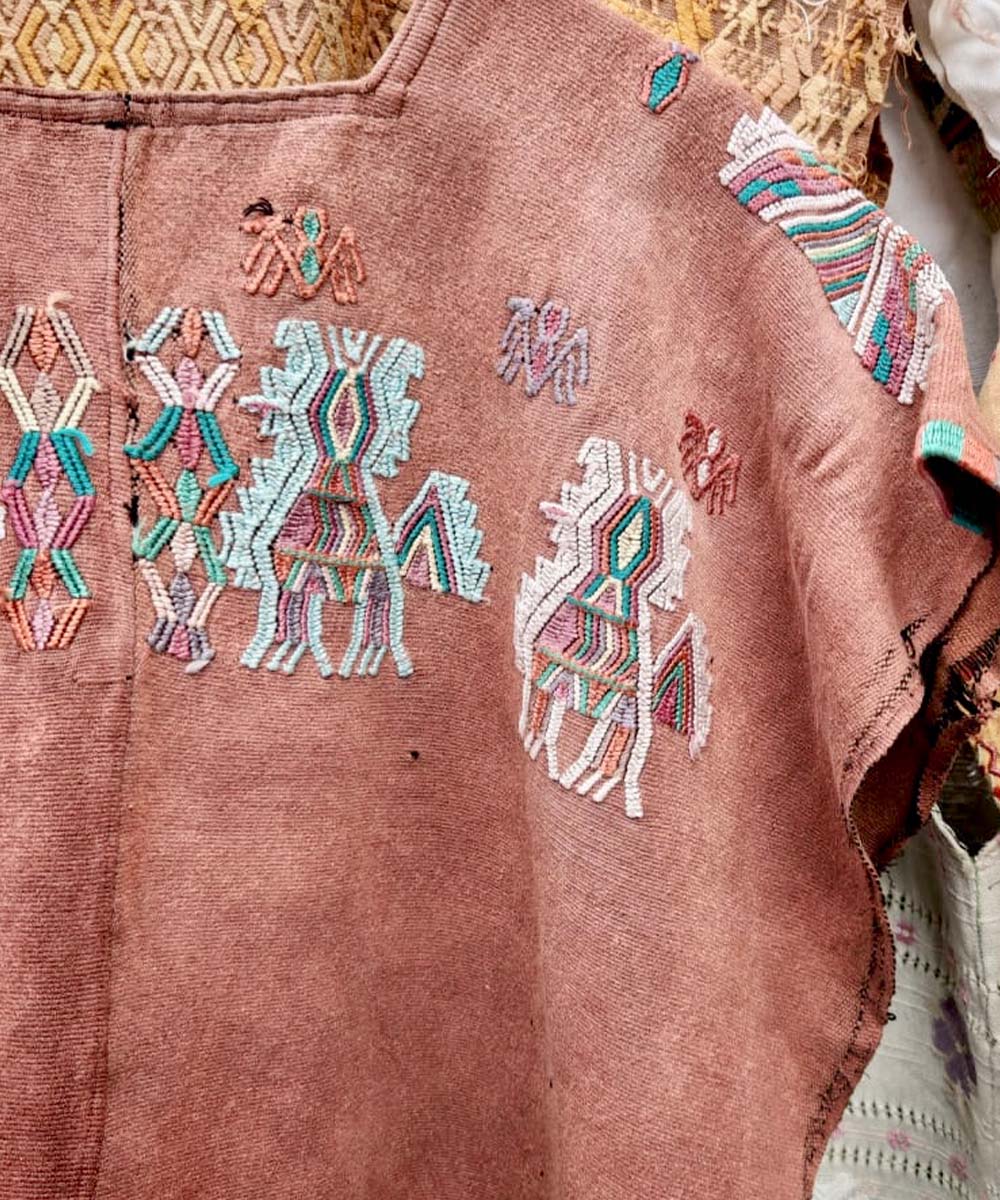 Vintage Guatemalan huipil with handwoven Mayan embroidery
