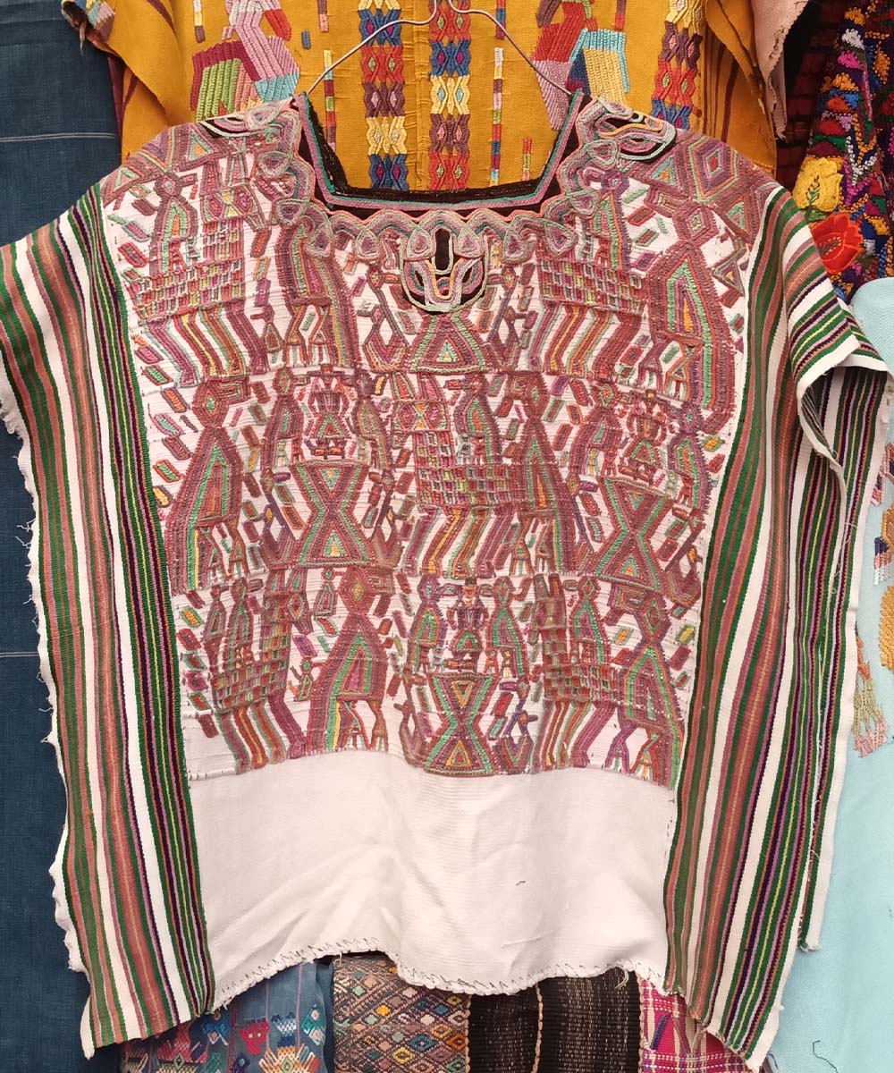 Brown and green Nebaj huipil