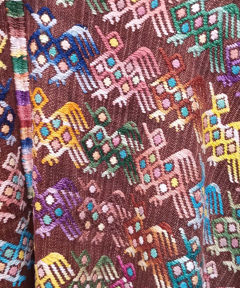 Embroidered Guatemalan huipil textile