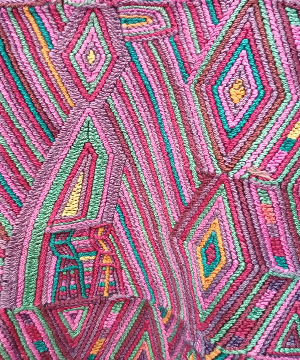 Fuchsia and brown Nebaj huipil