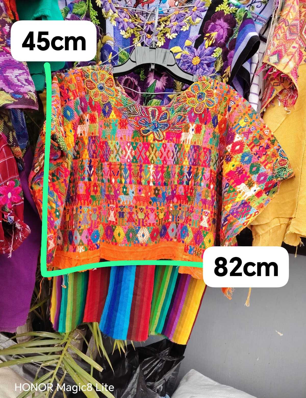 Colourful orange Coban huipil #4-34
