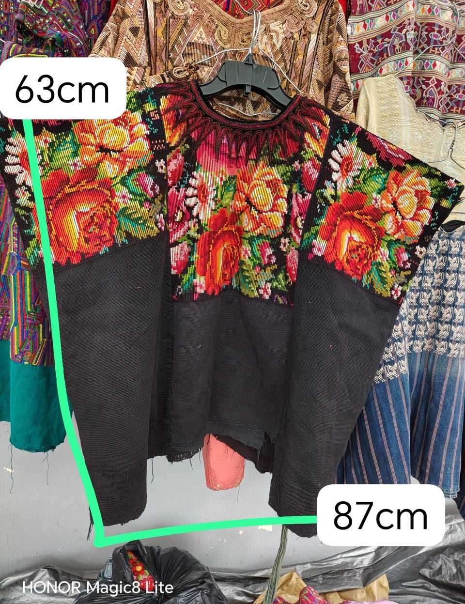 Floral on black Chichicastenango huipil #5-370