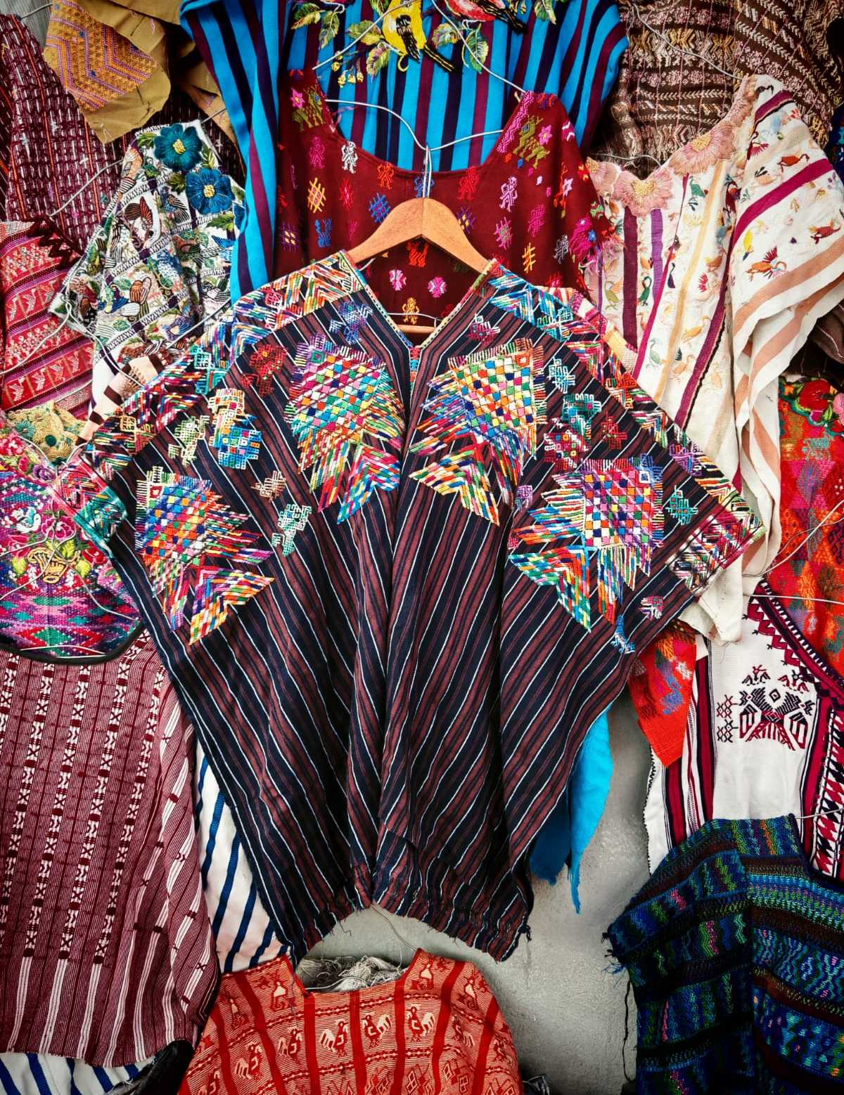 Striped black and burgundy Nahuala huipil #2-82