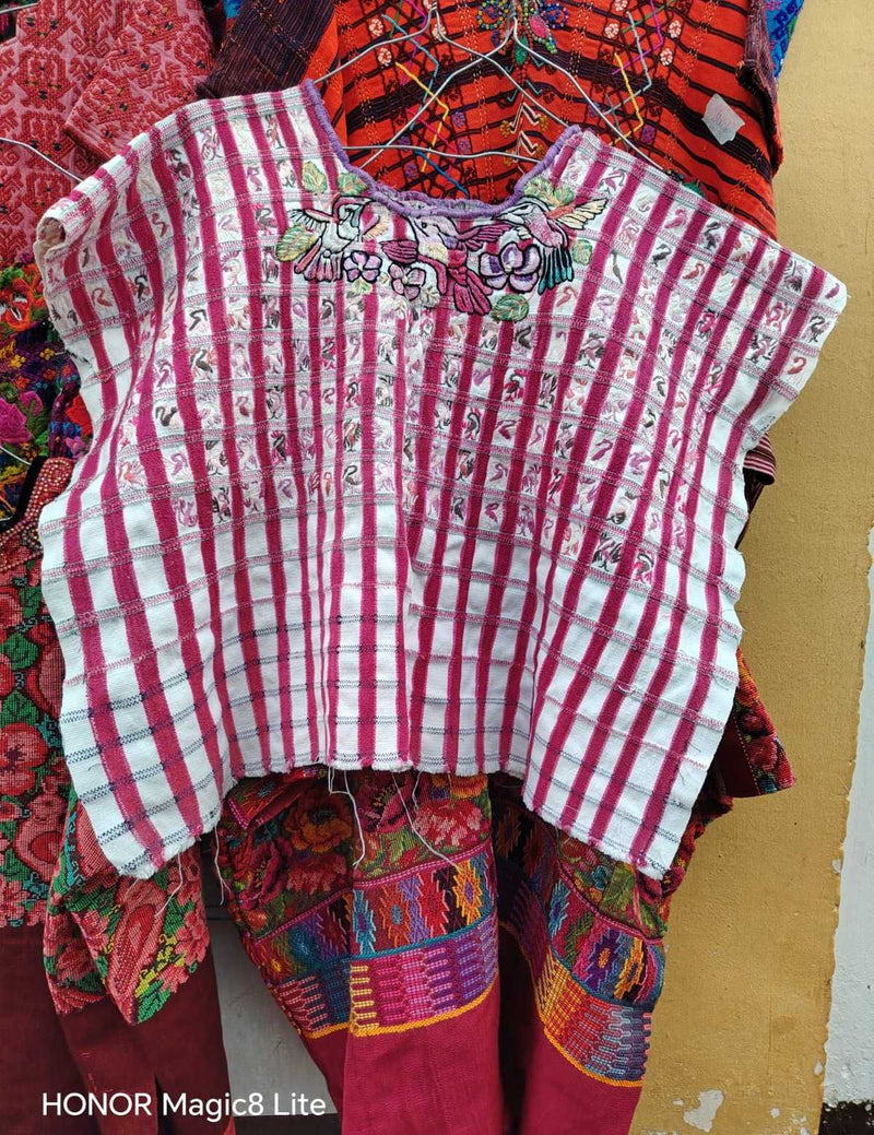Hot Pink and White Santiago Huipil #6-337