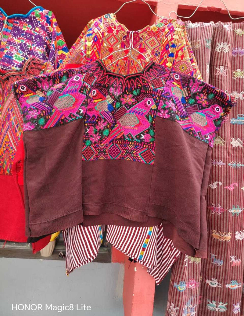 Pink and maroon Chichicastenangoj huipil #6-5