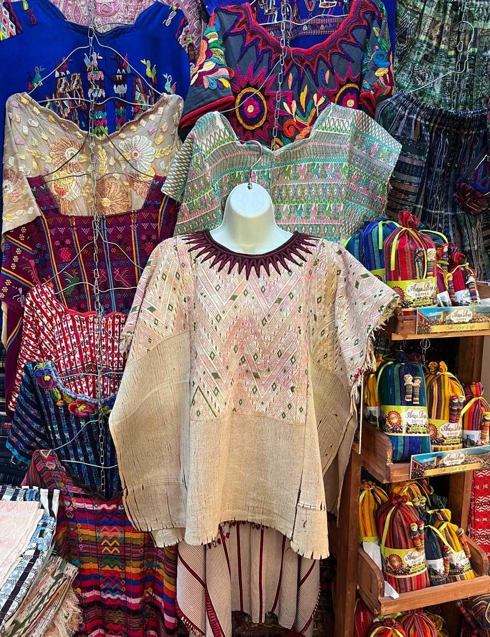 Pink and cream Chichicastenango huipil #5-237