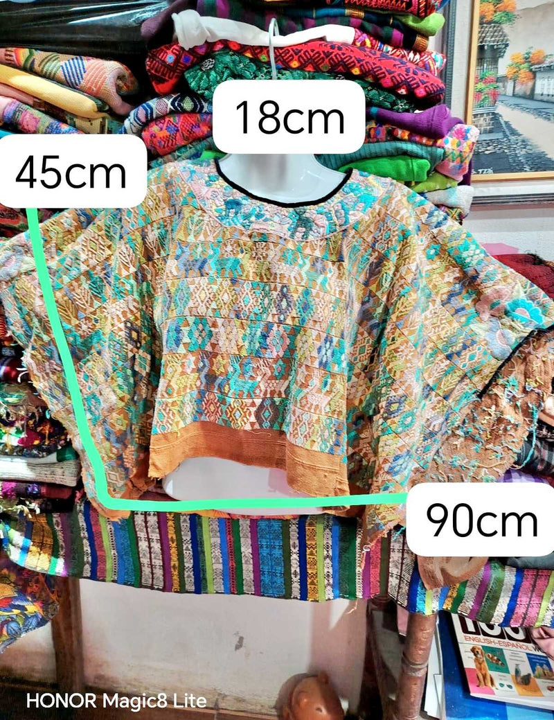 Blue and Brown Coban Huipil #6-362