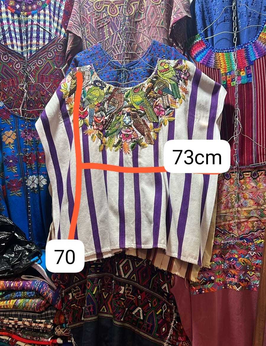 (Reserved for Cheryl) Purple striped Santiago huipil #3-64