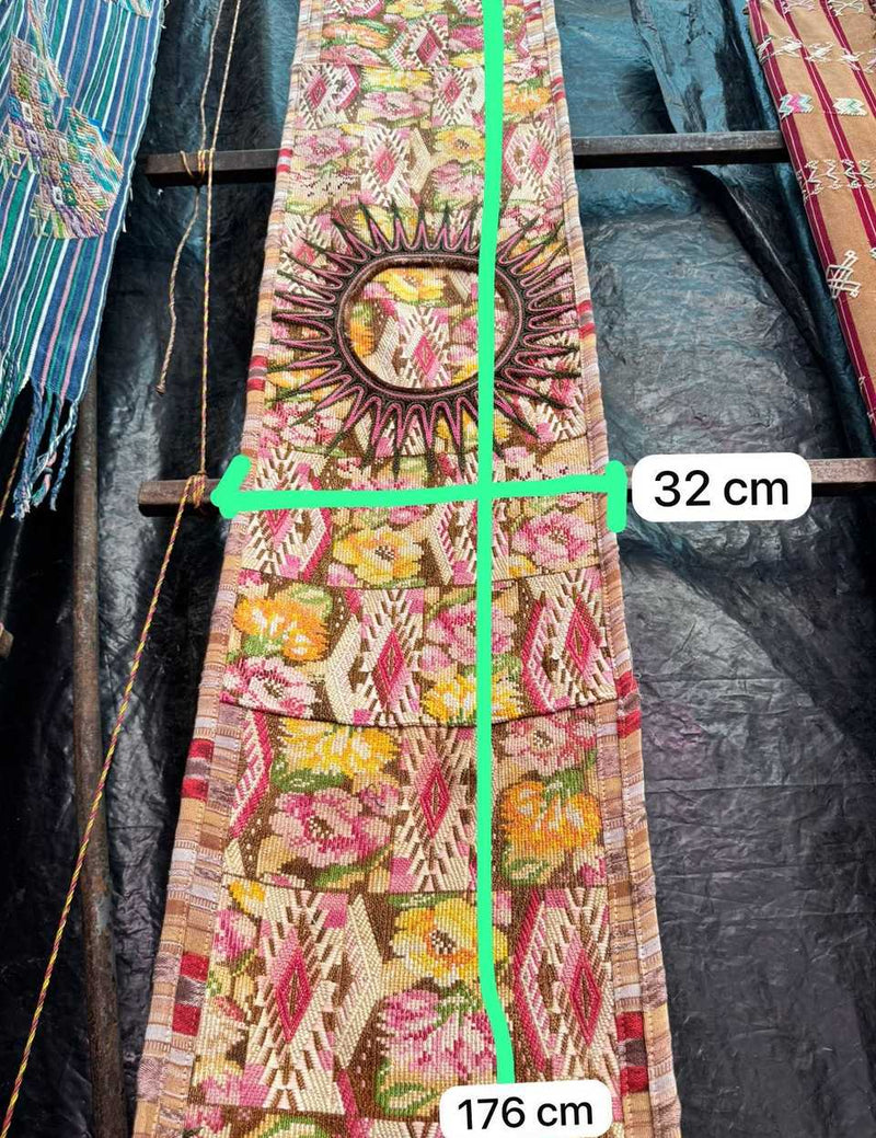 Pink and yellow Chichicastenango table runner #5-70
