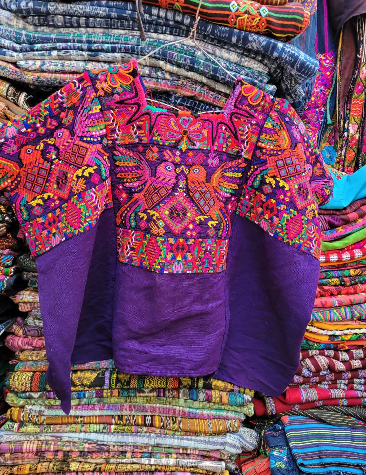 Pink and purple Chichicastenango huipil #2-120
