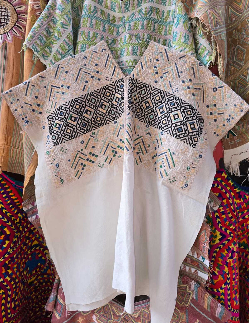 Ivory and Black Nahuala Huipil #6-240