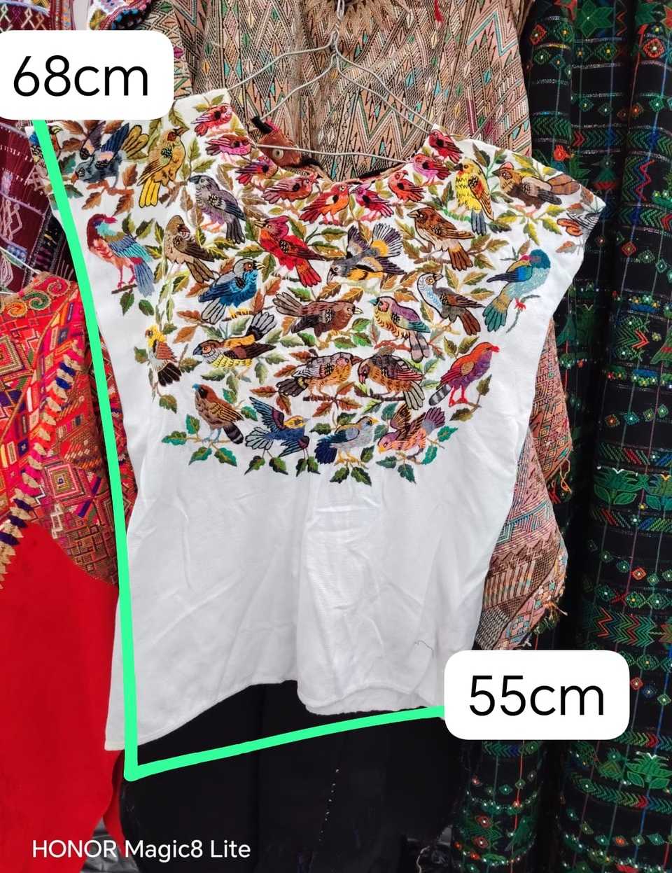 (Reserved for April) Colourful on white Santiago huipil #5-396