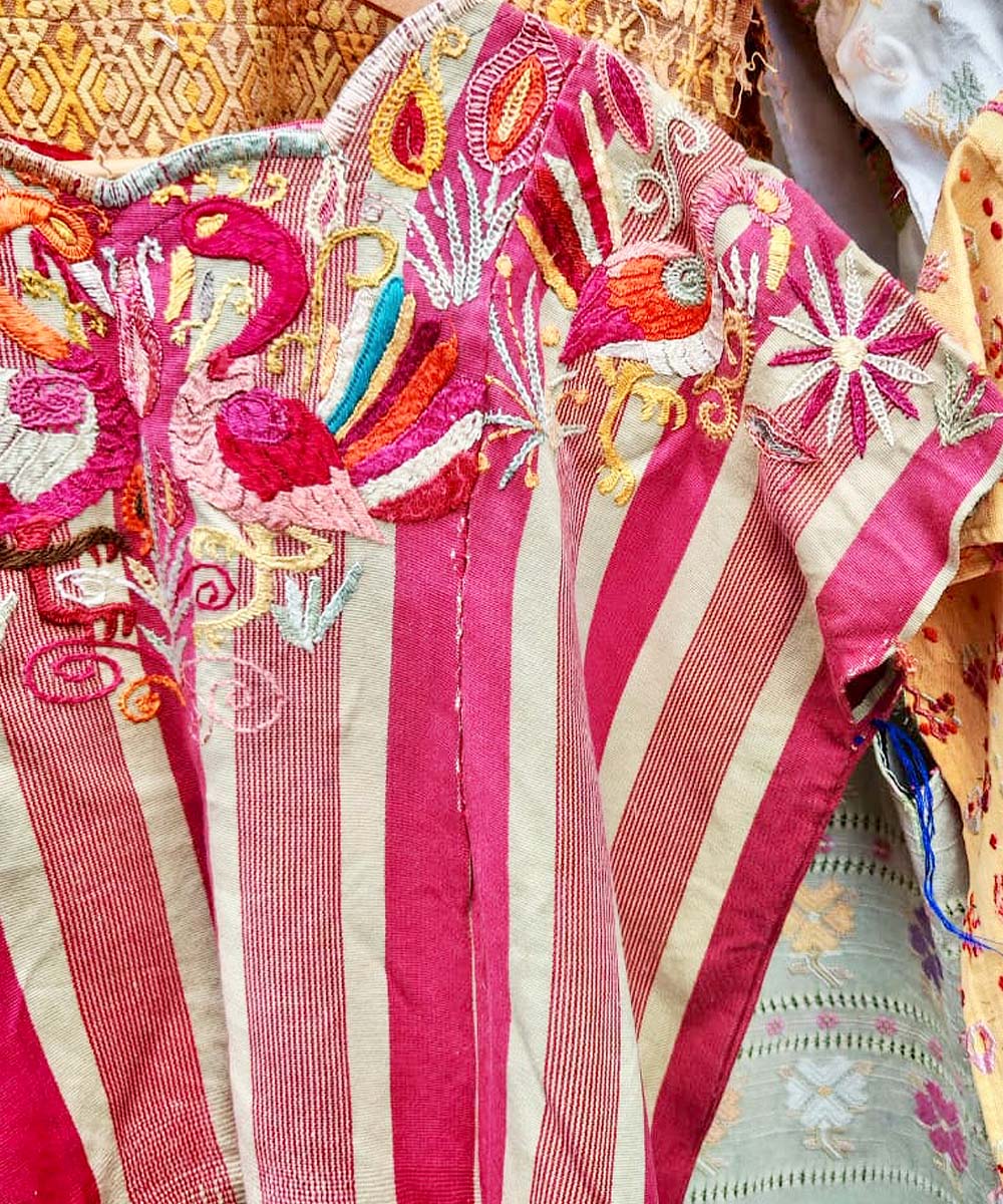 Striped Chichi huipil with birds