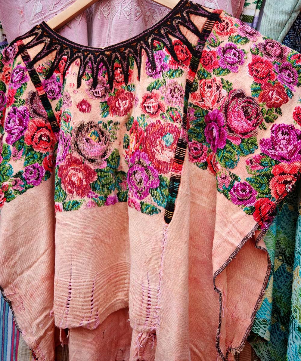 Vintage Guatemalan huipil with handwoven Mayan embroidery