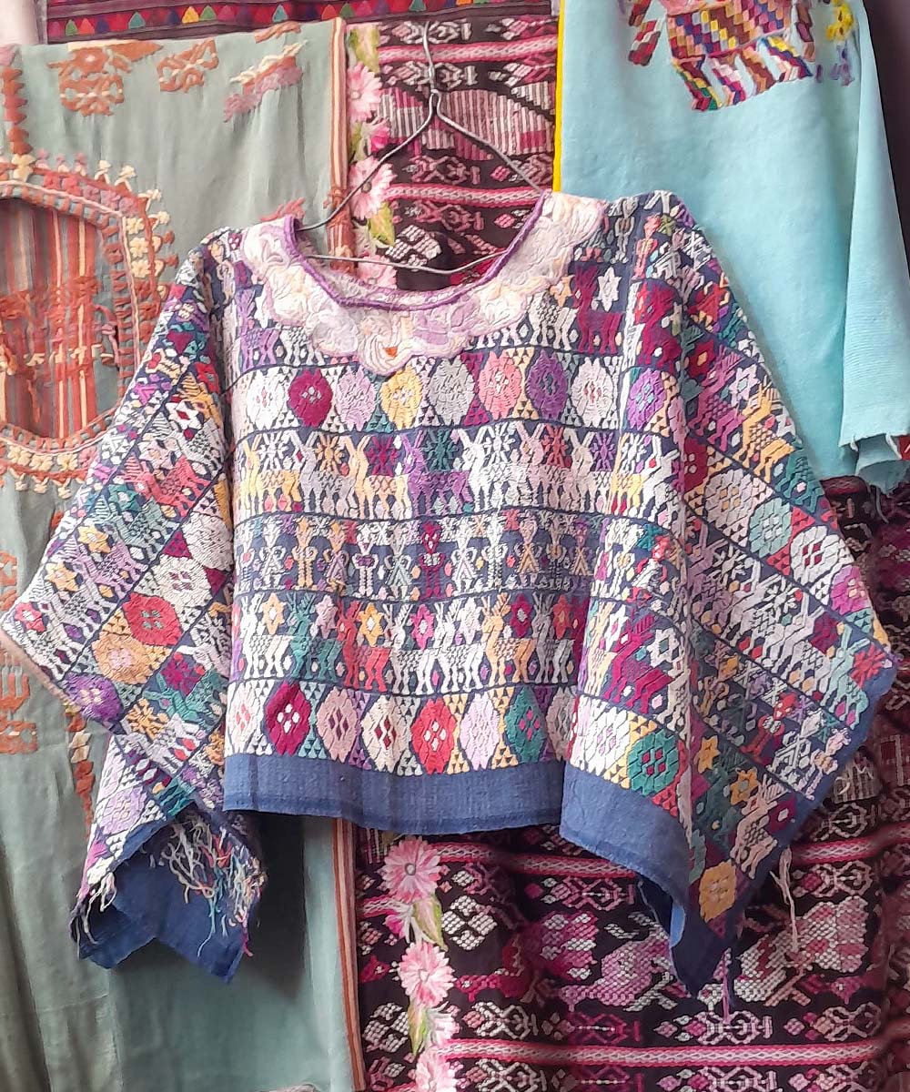 Colorful blue Coban huipil