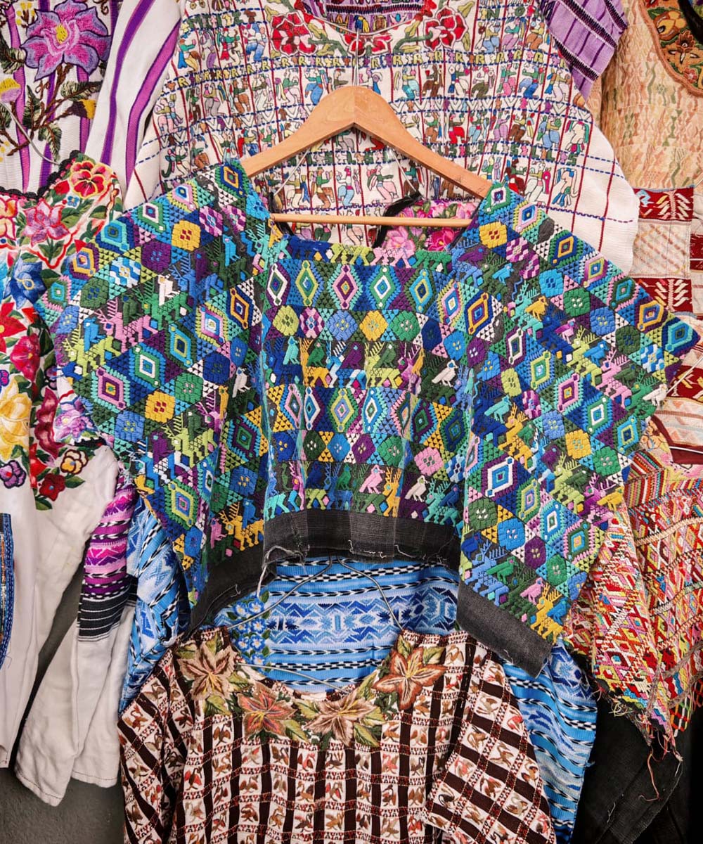 Colorful blue Coban huipil