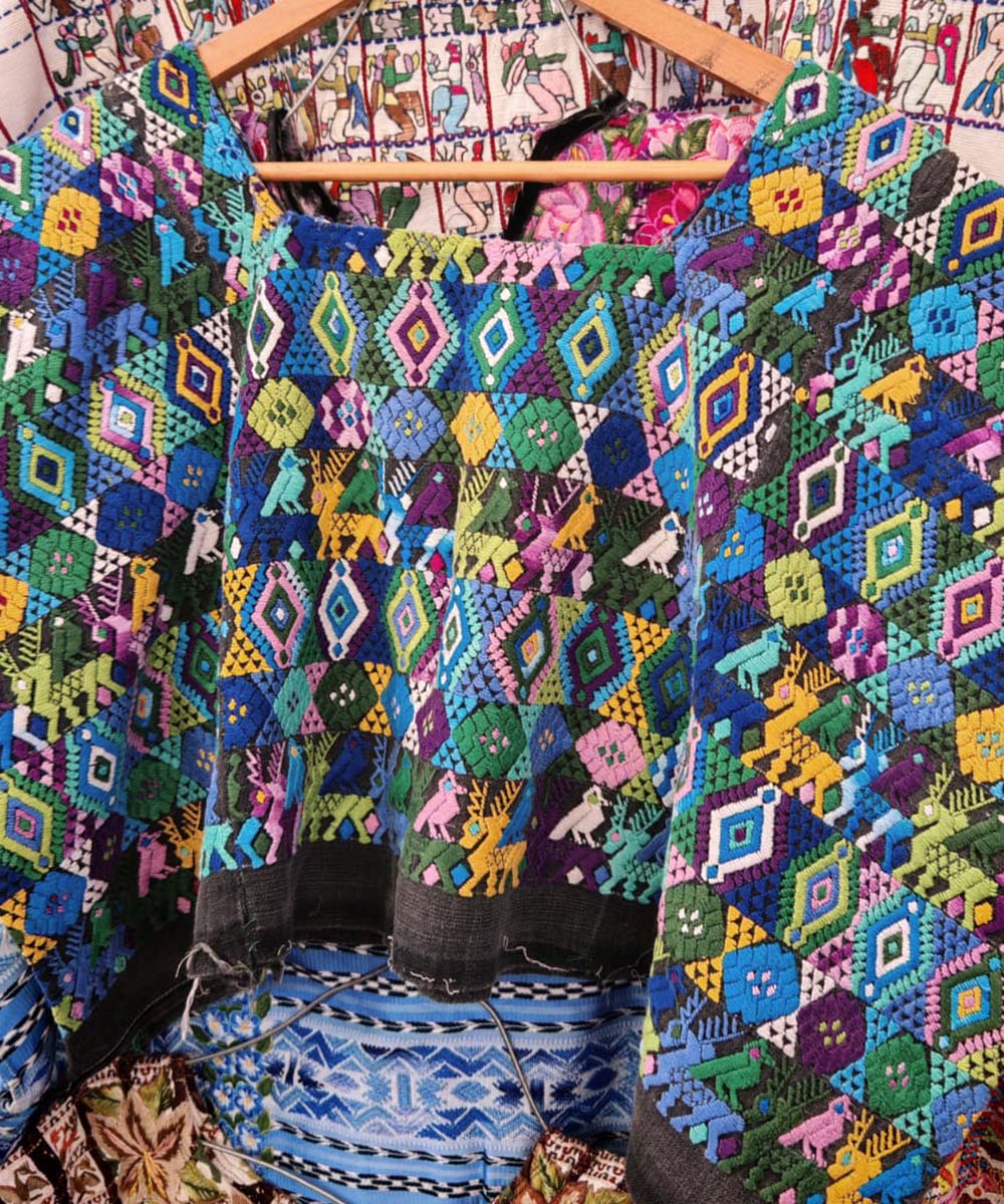 Colorful blue Coban huipil