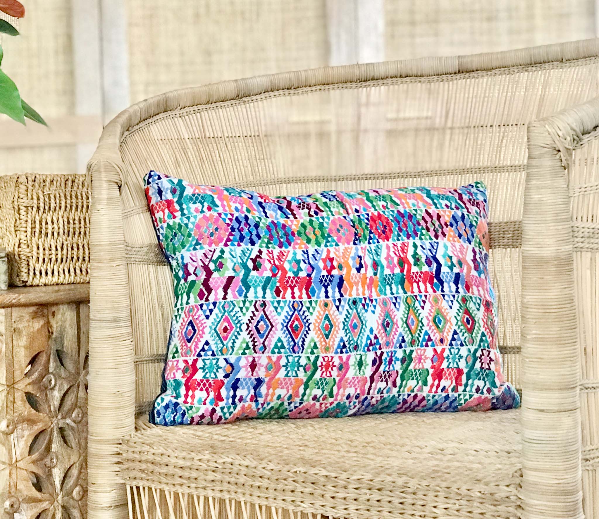 Embroidered Vintage textile huipil cushion