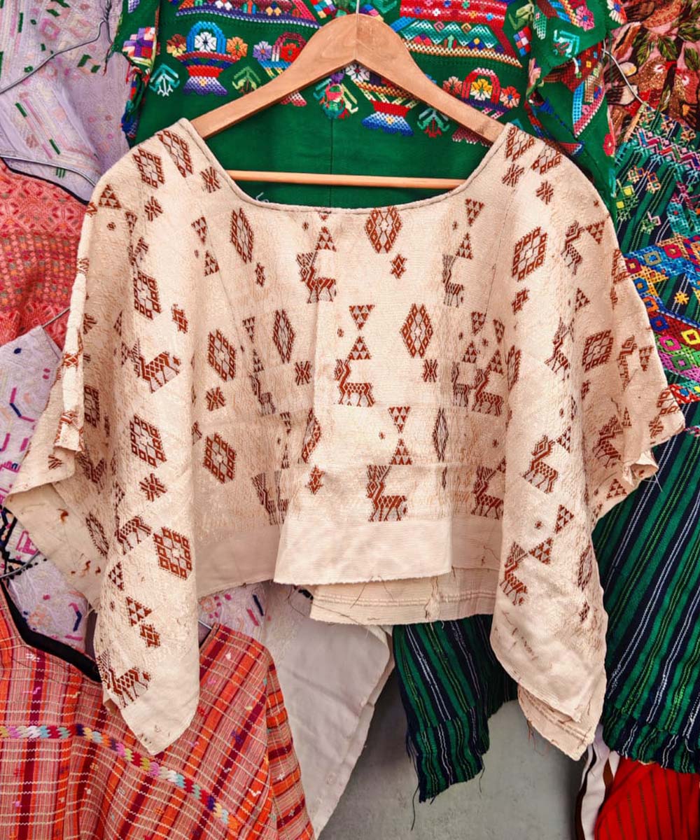 Cream and brown Coban huipil