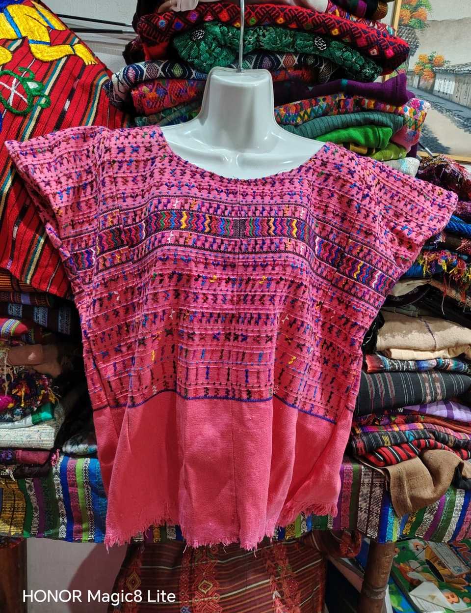 Bright pink San Lucas huipil #5-401