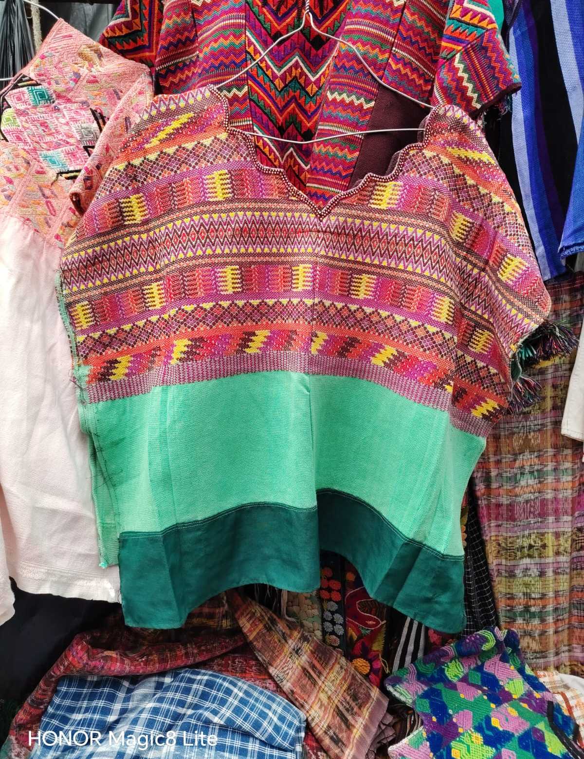 Pink and green Comalapa huipil #4-60