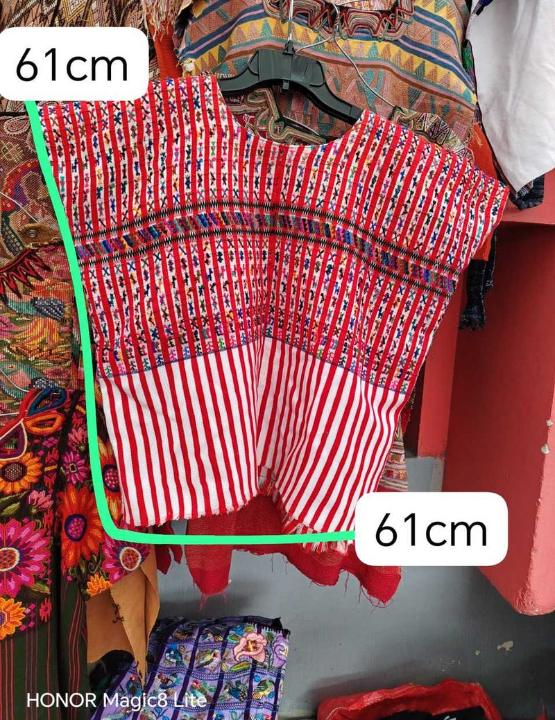 Red candy striped San Lucas huipil #5-179
