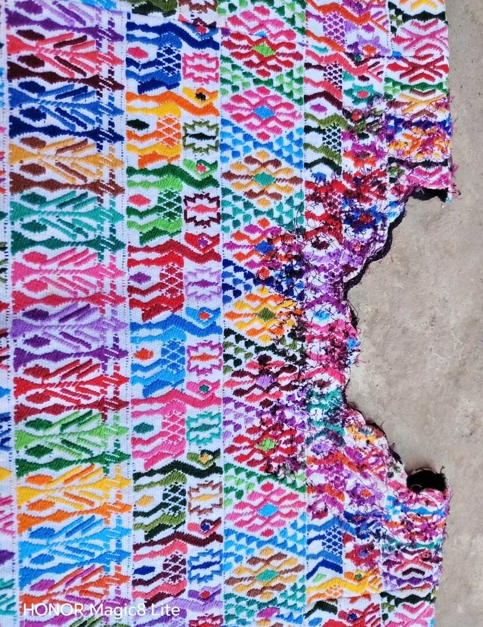 Colourful on white Coban huipil #4-256